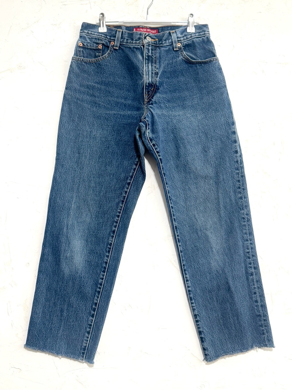 Levi's 550 Classic Relaxed Jeans Size 10 MIS L Raw Hem Medium Wash